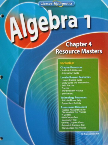 (image for) Glencoe Algebra 1 Chapter 4 Resource Masters (P)