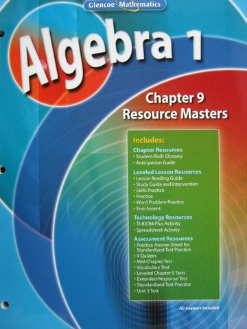 (image for) Glencoe Algebra 1 Chapter 9 Resource Masters (P)