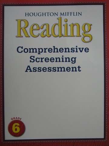 (image for) Reading 6 Comprehensive Screening Assessment BLM (P)