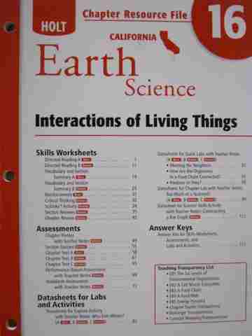 (image for) California Earth Science Chapter Resource File 16 (CA)(P)