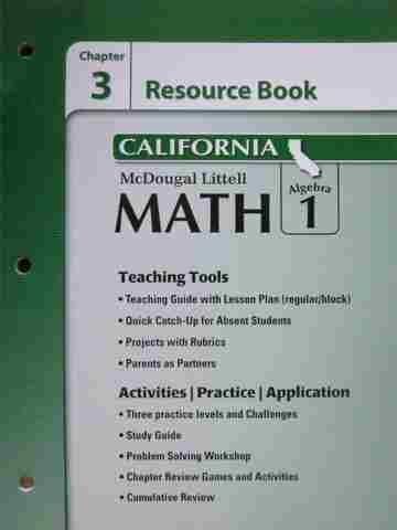 (image for) Math Algebra 1 California Chapter 3 Resource Book (CA)(P)