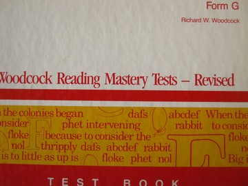 (image for) Woodcock Reading Mastery Tests Revised Form G Test Book (Spiral)