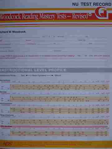 (image for) Woodcock Reading Mastery Tests Revised Form G NU Test Record (P)