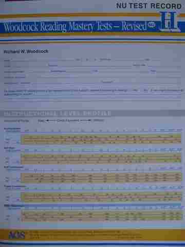 (image for) Woodcock Reading Mastery Tests Revised Form H NU Test Record (P)