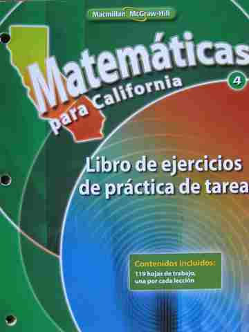 (image for) Matematicas para California 4 Libro de ejercicios de practica de tarea (CA)(P)