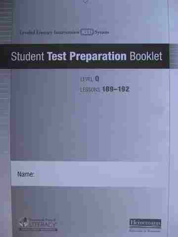 (image for) Leveled Literacy Intervention Red Student Test Preparation Booklet Lessons 189-192 Level Q (P) by Fountas & Pinnell