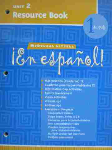 (image for) En espanol! 1uno Unit 2 Resource Book (P)