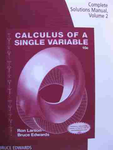 (image for) Calculus of a Single Variable 10e Complete Solutions Manual Volume 2 (P) by Bruce Edwards