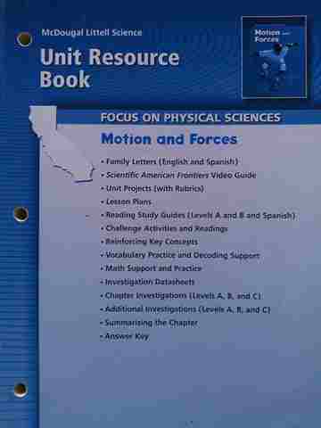 (image for) Focus on Physical Science Motion & Forces Unit Resource Book (CA)(P)