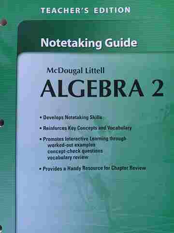(image for) ML Algebra 2 Notetaking Guide TE (TE)(P)