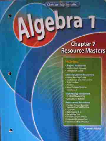 (image for) Glencoe Algebra 1 Chapter 7 Resource Masters (P)