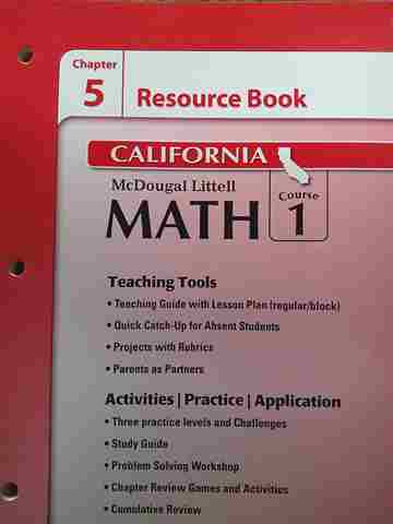 (image for) ML Math Course 1 California Chapter 5 Resource Book (CA)(P)