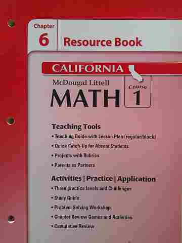 (image for) ML Math Course 1 California Chapter 6 Resource Book (CA)(P)