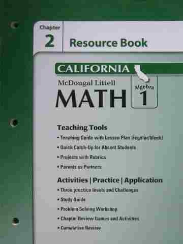 (image for) Math Algebra 1 California Chapter 2 Resource Book (CA)(P)