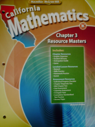 (image for) California Mathematics K Chapter 3 Resource Masters (CA)(P)
