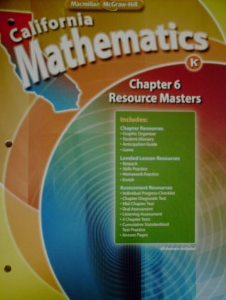 (image for) California Mathematics K Chapter 6 Resource Masters (CA)(P)