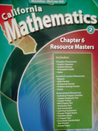 (image for) California Mathematics 2 Chapter 6 Resource Masters (CA)(P)