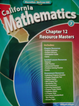 (image for) California Mathematics 2 Chapter 12 Resource Masters (CA)(P)