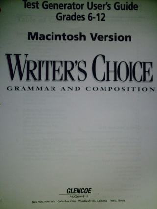 (image for) Writer's Choice Grades 6-12 Test Generator User's Guide (P)