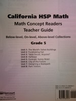 (image for) California HSP Math 5 Math Concept Readers TG (CA)(TE)(Pk)