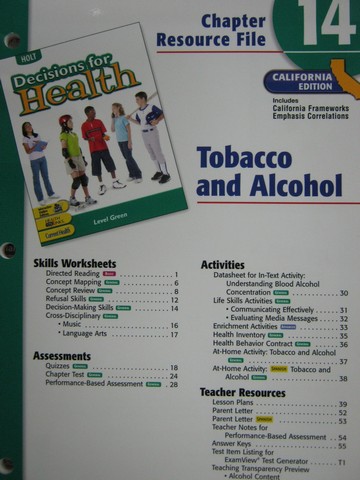 (image for) Decisions for Health Level Green Chapter Resource File 14 (CA)(P