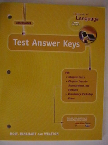 (image for) Elements of Language 5th Crs Test Answer Keys (P)