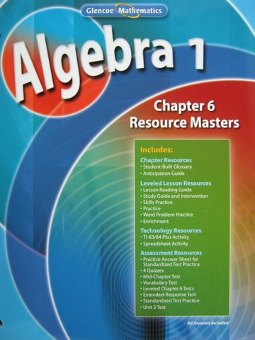 (image for) Algebra 1 Chapter 6 Resource Masters (P)