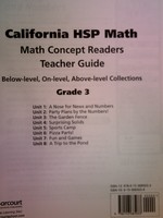 (image for) California HSP Math 3 Math Concept Readers TG (CA)(TE)(Pk)