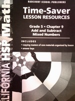 (image for) California HSP Math 5 Chapter 9 Time-Saver Lesson (CA)(P)