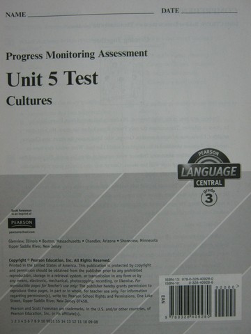 (image for) Pearson Language Central 3 Unit 5 Test (P)