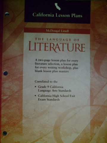 (image for) Language of Literature 9 Lesson Plans (CA)(P)