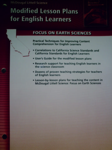 (image for) Focus on Earth Sciences Modified Lesson Plans for EL (CA)(P)