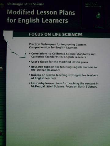 (image for) Focus on Life Sciences Modified Lesson Plan for EL (CA)(P)