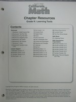 (image for) California Math K Chapter Resources Learning Tools (P)