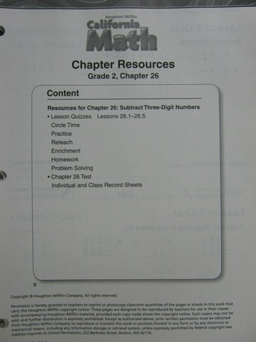 (image for) California Math 2 Chapter Resources Chapter 26 (CA)(P)