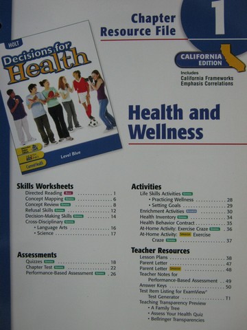 (image for) Decisions for Health Level Blue Chapter Resource File 1 (CA)(P)