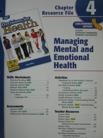 (image for) Decisions for Health Level Blue Chapter Resource File 4 (CA)(P)
