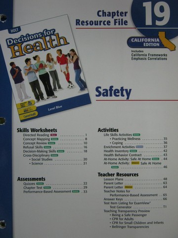 (image for) Decisions for Health Level Blue Chapter Resource File 19 (CA)(P)
