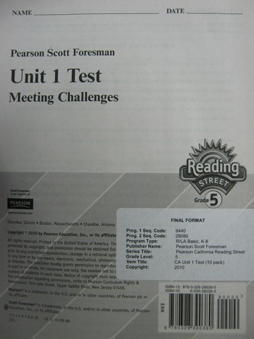 (image for) Reading Street 5.1 Test Meeting Challenges (P)