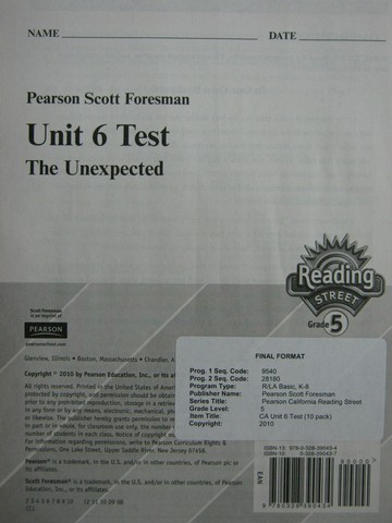 (image for) Reading Street 5.6 Test The Unexpected (P)