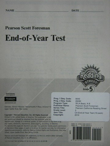 (image for) Reading Street 5 End-of-Year Test (P)
