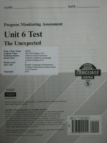 (image for) Pearson Language Central 5 Unit 6 Test (P)