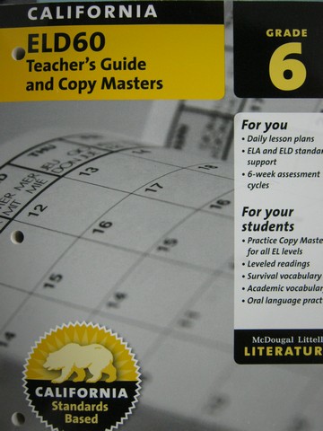 (image for) Literature 6 ELD60 TG & Copy Masters (CA)(P)