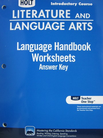 (image for) Language Handbook Worksheets Answer Key Introductory (CA)(P)