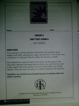 (image for) Literacy Place 3-4 Hit Series Unit Test Form A (P)
