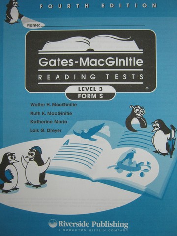 (image for) Gates-MacGinitie Reading Tests 4e Level 3 Form S Test (Pk)