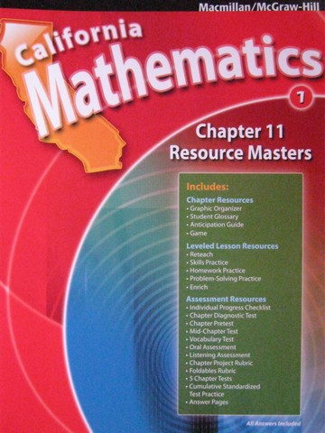 (image for) California Mathematics 1 Chapter 11 Resource Masters (CA)(P)