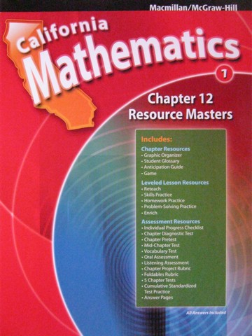 (image for) California Mathematics 1 Chapter 12 Resource Masters (CA)(P)