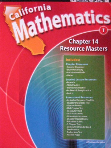 (image for) California Mathematics 1 Chapter 14 Resource Masters (CA)(P)