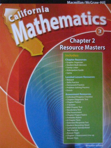 (image for) California Mathematics 3 Chapter 2 Resource Masters (CA)(P)